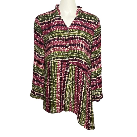 HABITAT Clothes To Live In Colorful Red Asymmetric Tunic Top Women's Size Small - Picture 1 of 6